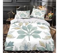 ZZVRMCYLD Floral pattern 3D Pattern Comforter Cover 3-Piece Microfiber Breathable Soft Botanical leaf design Duvet Cover 2 Matching Pillowcases Durable Home Decor Family Bedroom Single（140x200cm）