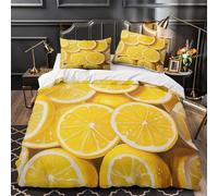 ZZVRMCYLD Fresh lemon slices 3D Digital Print Comforter Cover 3-Piece Premium Microfibre Stain-Resistant Quilt Cover 2 Pillow Shams Zippered Closure Bed Ensemble Family & Guests Double（200x200cm）