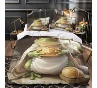 ZZVRMCYLD Frog baker 3D Pattern Duvet Cover 3-Piece Ultra-Soft Microfiber Durable whimsical kitchen scene Comforter Cover 2 Pillowcases Hidden Zipper Machine Washable Kids Teens King（220x240cm）