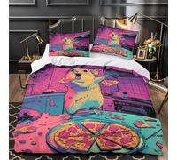 ZZVRMCYLD Funny mouse eating pizza 3D Pattern Comforter Cover 3-Piece Microfiber Breathable Soft Duvet Cover 2 Matching Pillowcases Durable Home Decor Family Bedroom King（220x240cm）