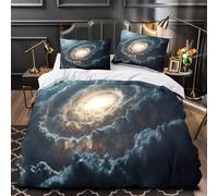 ZZVRMCYLD Galaxy spiral 3D Digital Print Comforter Cover 3pcs Microfibre Skin-Friendly Cosmic space Duvet Cover 2 Pillow Shams Zippered Closure Lightweight Family Guests Super king（260x220cm）