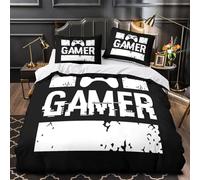 ZZVRMCYLD Gamer controller 3D Printed Duvet Cover 3pcs Microfibre Fade-Resistant Wash retro pixel Comforter Cover 2 Pillow Shams Zipper Closure Machine Washable Adult Room King（220x240cm）