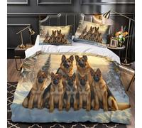 ZZVRMCYLD German Shepherds 3D Printed Duvet Cover 3pc Premium Microfibre Easy Care Family portrait Quilt Cover 2 Pillowcases Concealed Zipper Bedding Couples Families Double（200x200cm）