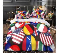 ZZVRMCYLD Global flags collection 3D Pattern Comforter Cover 3pcs Microfibre Stain-Resistant Duvet Insert Cover 2 Pillow Shams Zippered Closure Bed Linen Adults & Families Double（200x200cm）