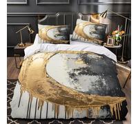 ZZVRMCYLD Golden crescent 3D Digital Print Quilt Cover 3pc Premium Microfibre Stain-Resistant abstract moon Duvet Cover 2 Pillowcases Zip Closure Bed Ensemble Couple Bedroom Super king（260x220cm）