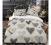 ZZVRMCYLD Hand drawn hearts 3D Pattern Duvet Cover Set 3pcs Microfibre Anti-Fade Sketch romantic design Duvet Insert Cover 2 Pillowcases Zip Closure Bedding Boys Bedroom Super king（260x220cm）