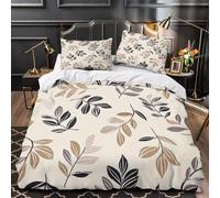 ZZVRMCYLD Leaf pattern 3D Print Duvet Cover 3pcs Microfibre Breathable Kids Decor Botanical modern design Comforter Cover 2 Matching Pillowcases Zipper Closure Bedding Kids & Girls Single（140x200cm）