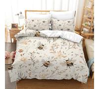 ZZVRMCYLD Little Bee Duvet Cover Set 3 PCS Hotel Quality Quilt Cover Bedding Sets Bed Covers with Pillowcases with Zipper Closure Breathable Stylish Comforter King（220x240cm）