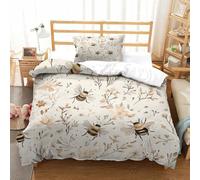 ZZVRMCYLD Little Bee Duvet Cover Set 3 PCS Hotel Quality Quilt Cover Bedding Sets Bed Covers with Pillowcases with Zipper Closure Breathable Stylish Comforter Single（135x200cm）