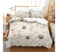 ZZVRMCYLD Little Bee Duvet Cover Sets 3 PCS Hotel Quality Quilt Cover Bedding Bed Covers with Pillowcases with Zipper Closure Ultra Soft Hypoallergenic Microfiber Super King（260x220cm）