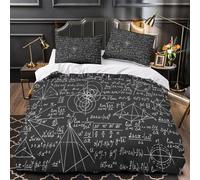 ZZVRMCYLD Mathematical formulas 3D Printed Comforter Cover 3pcs Microfibre Stain-Resistant Duvet Insert Cover 2 Pillow Shams Zippered Closure Bed Linen Adults & Families Double（200x200cm）