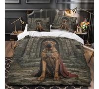 ZZVRMCYLD Medieval dog guard 3D Printing Duvet Insert Cover 3pc Premium Microfibre Light fantasy knight Quilt Cover 2 Pillowcases Concealed Zipper Bedroom Decor Teens Young Adults Double（200x200cm）