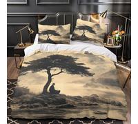 ZZVRMCYLD meditation scene 3D Digital Print Duvet Cover 3pc Premium Microfibre Easy Care Zen landscape Quilt Cover 2 Pillowcases Concealed Zipper Bedding Couples Families Single (135x200cm)