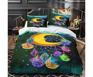 ZZVRMCYLD MoonDreamcatcher 3D Digital Print Duvet Cover 3pcs Microfiber Easy Care Decor FantasyArtStyle Comforter Cover 2 Pillowcases Hidden Zipper Breathable For Kids & Teens Super king（260x220cm）
