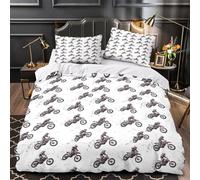 ZZVRMCYLD Motocross riders 3D Digital Print Duvet Cover 3pc Premium Microfibre Concealed Dynamic action Duvet Cover 2 Pillowcases Lightweight Stain-Resistant Teens Young Adults Super king（260x220cm）