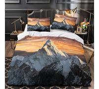 ZZVRMCYLD Mountain peak 3D Printed Comforter Cover 3-Piece Microfiber Breathable Soft Snowy landscape Duvet Cover 2 Matching Pillowcases Durable Home Decor Family Bedroom Super king（260x220cm）