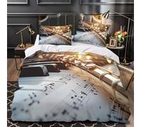 ZZVRMCYLD Musical instrument 3D Print Duvet Cover Set 3pcs Microfibre Anti-Fade Easy Care Classical music scene Duvet Insert Cover 2 Pillowcases Zip Closure Bedding Boys Bedroom Super king（260x220cm）