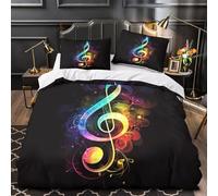 ZZVRMCYLD Musical note 3D Print Quilt Cover 3pc Premium Microfibre Stain-Resistant Easy Colorful abstract design Duvet Cover 2 Pillowcases Zip Closure Bed Ensemble Couple Bedroom King（220x240cm）