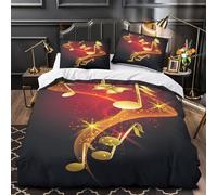 ZZVRMCYLD Musical notes 3D Print Duvet Cover 3pc Premium Microfibre Concealed Golden butterfly design Duvet Cover 2 Pillowcases Lightweight Stain-Resistant Teens Young Adults Super king（260x220cm）