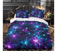 ZZVRMCYLD neural network 3D Pattern Quilt Cover 3-Piece Ultra-Soft Microfibre Anti-Fade digital futuristic Duvet Insert Cover 2 Pillowcases Zip Closure Fade-Resistant Adults Couples Single（140x200cm）