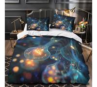ZZVRMCYLD neural network 3D Print Duvet Insert Cover 3pc Ultra-Soft Microfibre Light digital Quilt Cover 2 Pillowcases Concealed Zipper Bed Linen Teens Room Super king（260x220cm）