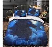 ZZVRMCYLD Night wolf 3D Digital Print Quilt Cover 3pc Premium Microfibre Stain-Resistant Fantasy creature design Duvet Cover 2 Pillowcases Zip Closure Bed Ensemble Couple Bedroom Single (135x200cm)