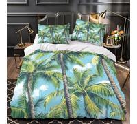 ZZVRMCYLD Palm trees 3D Pattern Comforter Cover 3-Piece Microfiber Durable Skin-Friendly Tropical beach scene Duvet Cover 2 Pillow Shams Hidden Zipper Home Decor Kids Bedroom King（220x240cm）