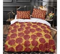 ZZVRMCYLD Pepperoni pizza 3D Digital Print Duvet Cover 3-Piece Microfiber Breathable Hidden Italian-style food Comforter Cover 2 Pillowcases Durable Home Decor Family Bedroom Double（200x200cm）