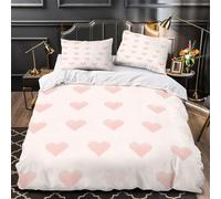 ZZVRMCYLD Pink hearts pattern 3D Printed Duvet Cover 3pcs Microfibre Fade-Resistant Wash Comforter Cover 2 Pillow Shams Zipper Closure Machine Washable Adult Room Super king（260x220cm）