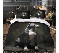 ZZVRMCYLD pitbull dog portrait 3D Printing Duvet Cover 3-Piece Microfiber Breathable Hidden dark studio Comforter Cover 2 Pillowcases Durable Home Decor Family Bedroom Double（200x200cm）