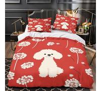 ZZVRMCYLD Poodle dog 3D Pattern Comforter Cover 3pcs Microfibre Stain-Resistant Cartoon cute Duvet Insert Cover 2 Pillow Shams Zippered Closure Bed Linen Adults Families Single (135x200cm)