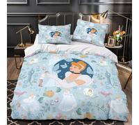 ZZVRMCYLD princess illustration 3D Pattern Comforter Cover 3-Piece Premium Microfibre Stain-Resistant Quilt Cover 2 Pillow Shams Zippered Closure Bed Ensemble Family & Guests Super king（260x220cm）