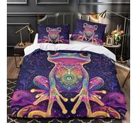 ZZVRMCYLD Psychedelic frog 3D Printing Duvet Insert Cover 3pc Premium Microfibre Lightweight Quilt Cover 2 Pillowcases Concealed Zipper Bedroom Decor Teens & Adults Super king（260x220cm）