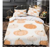 ZZVRMCYLD Pumpkin pattern 3D Pattern Duvet Insert Cover 3-Piece Microfiber Lightweight Breathable Autumn doodle Comforter Cover 2 Pillowcases Hidden Zipper Bed Set Girls Bedroom Single (135x200cm)