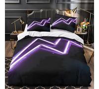 ZZVRMCYLD Purple neon light 3D Printed Duvet Cover 3pcs Microfiber Easy Care Decor Modern zigzag design Comforter Cover 2 Pillowcases Hidden Zipper Breathable For Kids & Teens Super king（260x220cm）