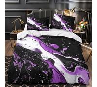 ZZVRMCYLD Purple swirl 3D Pattern Duvet Cover 3pc Premium Microfibre Easy Care Abstract fluid design Quilt Cover 2 Pillowcases Concealed Zipper Bedding Couples Families Super king（260x220cm）
