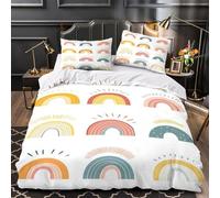 ZZVRMCYLD Rainbow icons 3D Pattern Duvet Cover Set 3pcs Microfibre Lightweight Concealed Colorful hand drawn Duvet Insert Cover 2 Pillowcases Skin-Friendly Home Decor Kids & Girls Single（140x200cm）