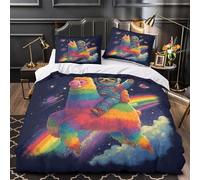 ZZVRMCYLD Rainbow llama 3D Pattern Comforter Cover 3-Piece Microfiber Durable Skin-Friendly Cosmic adventure Duvet Cover 2 Pillow Shams Hidden Zipper Home Decor Kids Bedroom Super king（260x220cm）