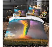 ZZVRMCYLD Rainbow tornado 3D Printing Duvet Cover 3pcs Microfiber Easy Care Decor Natural disaster Comforter Cover 2 Pillowcases Hidden Zipper Breathable For Kids & Teens King（220x240cm）