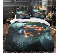 ZZVRMCYLD Rainforest frog 3D Printing Comforter Cover 3-Piece Premium Microfibre Stain-Resistant Quilt Cover 2 Pillow Shams Zippered Closure Bed Ensemble Family & Guests Super king（260x220cm）