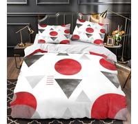 ZZVRMCYLD Red circles 3D Printed Duvet Cover 3-Piece Microfiber Breathable Hidden Abstract geometric pattern Comforter Cover 2 Pillowcases Durable Home Decor Family Bedroom King（220x240cm）