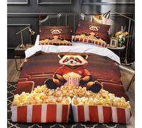 ZZVRMCYLD Red panda movie night 3D Pattern Duvet Insert Cover 3pc Premium Microfibre Light Quilt Cover 2 Pillowcases Concealed Zipper Bedroom Decor Teens Young Adults Double（200x200cm）