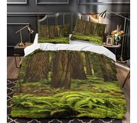 ZZVRMCYLD Redwood forest 3D Pattern Duvet Cover 3pc Premium Microfibre Concealed Natural woodland scenery Duvet Cover 2 Pillowcases Lightweight Stain-Resistant Teens Young Adults Single（140x200cm）