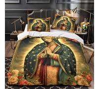 ZZVRMCYLD religious icon 3D Printed Comforter Cover 3pcs Ultra-Soft Microfibre Skin-Friendly sacred Quilt Cover 2 Pillow Shams Zippered Closure Machine Washable Kids & Teens King（220x240cm）