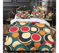 ZZVRMCYLD Retro circles 3D Print Quilt Cover 3-Piece Microfiber Hidden Zipper Teens Vintage graphic design Duvet Cover 2 Pillowcases Machine Washable Home Decor Kids & Boys Double（200x200cm）