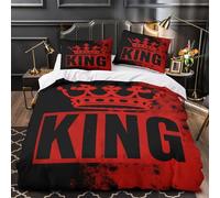 ZZVRMCYLD RoyalCrown 3D Digital Print Comforter Cover 3pcs Microfibre Skin-Friendly Stain BoldGraphicDesign Duvet Cover 2 Pillow Shams Zippered Closure Lightweight Family & Guests Single（140x200cm）