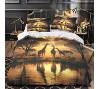 ZZVRMCYLD Safari scene 3D Digital Print Duvet Insert Cover 3pc Ultra-Soft Microfibre Light African wildlife Quilt Cover 2 Pillowcases Concealed Zipper Bed Linen Teens Bedroom Double（200x200cm）