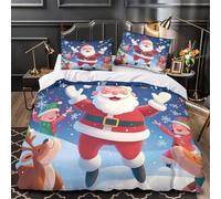 ZZVRMCYLD Santa Claus joy 3D Pattern Duvet Cover 3-Piece Ultra-Soft Microfiber Durable Christmas cartoon Comforter Cover 2 Pillowcases Hidden Zipper Machine Washable Kids Teens Double（200x200cm）