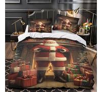 ZZVRMCYLD Santa Claus standing 3D Digital Print Duvet Insert Cover 3-Piece Microfiber Lightweight Breathable Comforter Cover 2 Pillowcases Hidden Zipper Bed Set Girls Bedroom Super king（260x220cm）