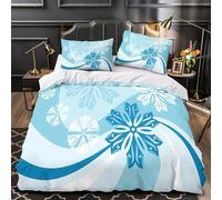 ZZVRMCYLD Snowflake design 3D Pattern Comforter Cover 3pcs Microfibre Skin-Friendly Winter theme vector Duvet Cover 2 Pillow Shams Zippered Closure Family & Guests Super king（260x220cm）